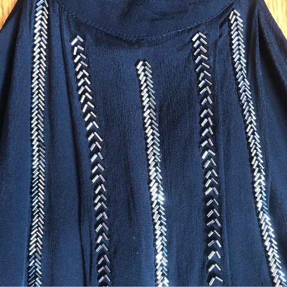 Free People Black Shimmer and Shine  Beaded Racerback Tank Top Blouse - Picture 5 of 7